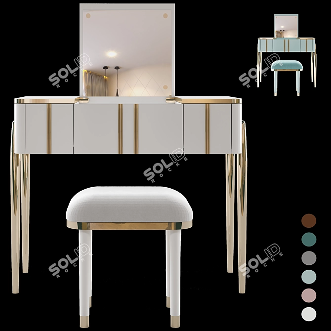 Champagne Makeup Vanity Set 3D model image 1