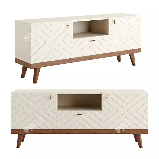Scandinavian TV Stand Alba Beige 3D model image 1