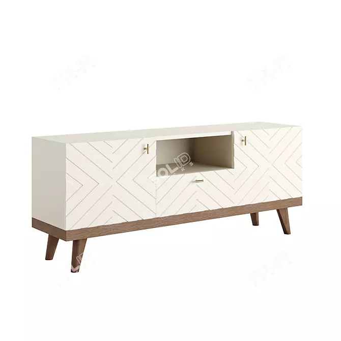 Scandinavian TV Stand Alba Beige 3D model image 2