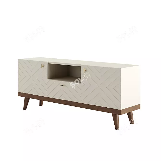 Scandinavian TV Stand Alba Beige 3D model image 3