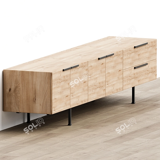 Minimalist Design Sideboard in Black 3D model image 2