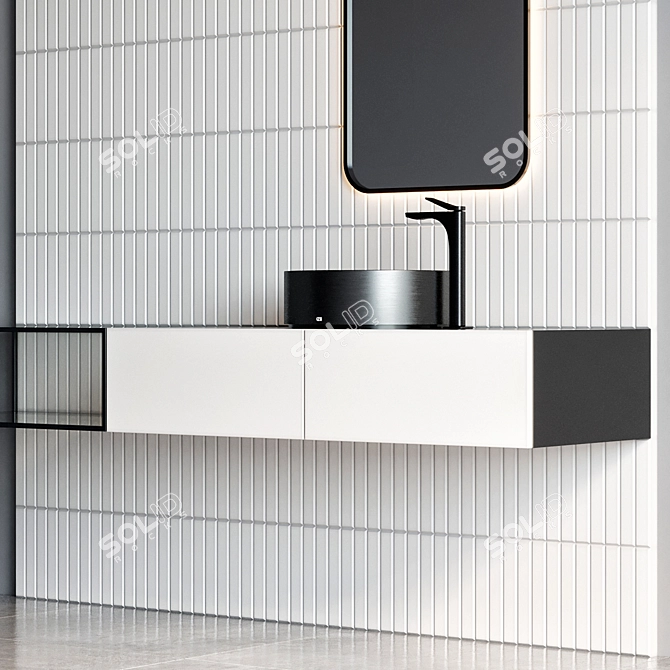 Modern Bathroom Furniture Set with Gessi Relievo Faucet 3D model image 3