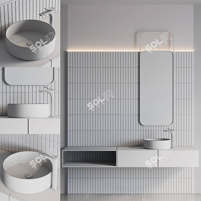 Modern Bathroom Furniture Set with Gessi Relievo Faucet 3D model image 5