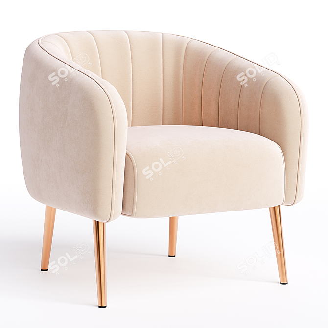 Plush Velvet Barrel Lounge Chair 3D model image 1