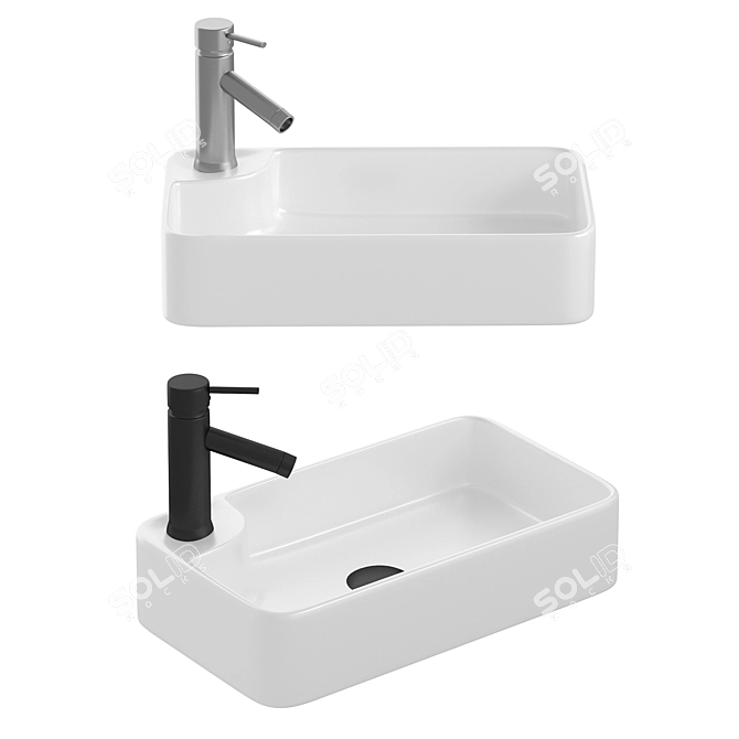 Modern White Ceramic Countertop Basin 3D model image 1