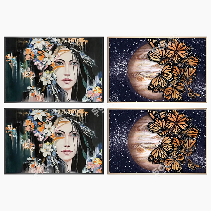 Art Set with Multiple Frames 3D model image 2