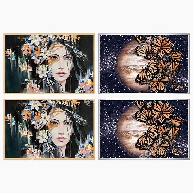 Art Set with Multiple Frames 3D model image 3