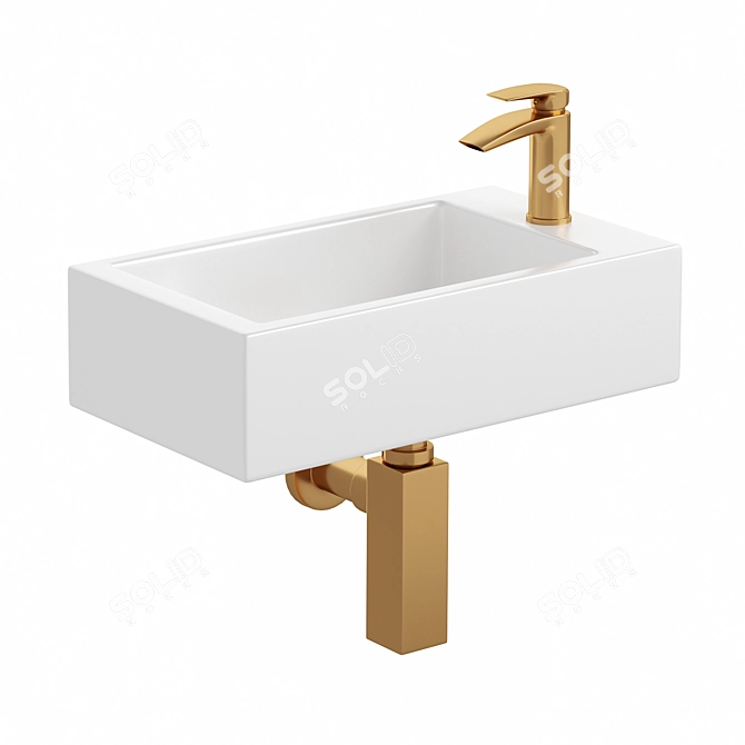 Milano Elswick Wall Hung Basin 3D model image 2