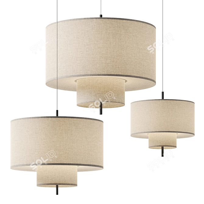 Stylish Anderan Fabric Lampatron Chandelier 3D model image 1
