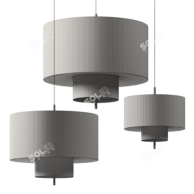 Stylish Anderan Fabric Lampatron Chandelier 3D model image 2