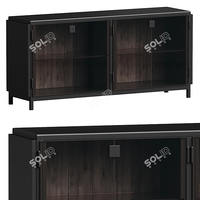 Modern Rustic Oak Wood Sideboard 3D model image 1