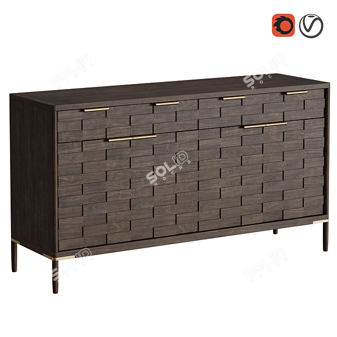Textures Buffet Sideboard in Oak 3D model image 1
