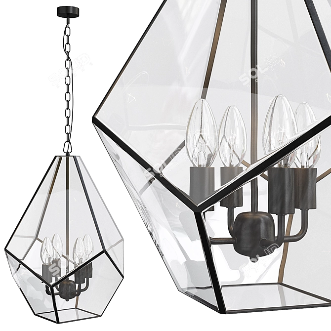 Glass Geometry Pendant Light Fixture 3D model image 1