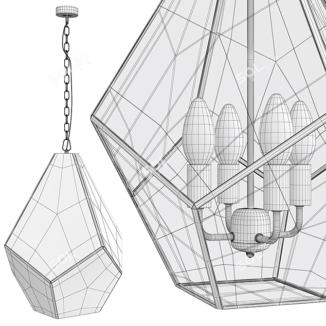 Glass Geometry Pendant Light Fixture 3D model image 2