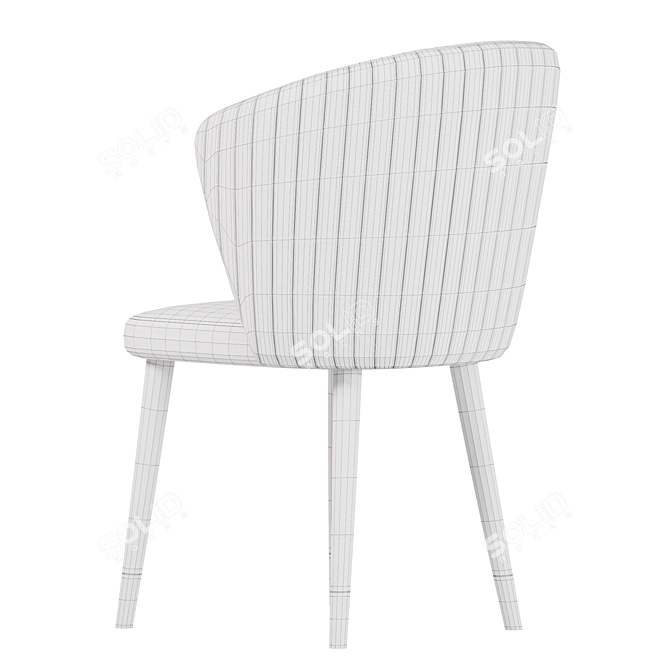 Wide-Back White Chair Collection Home 3D model image 6