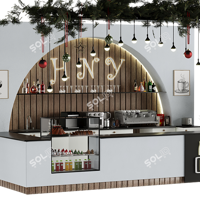 Hotel Bar 3D Model & Decor Items 3D model image 3