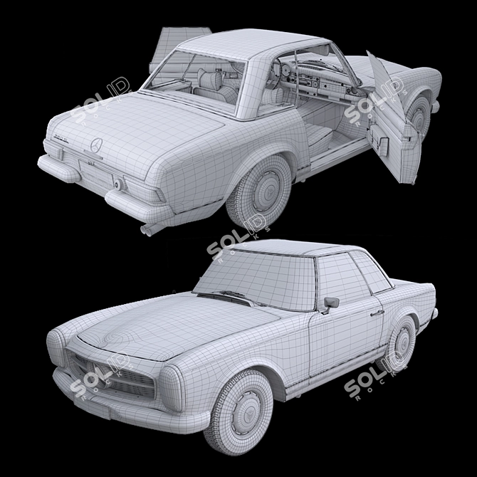 Retro Mercedes 280SL Rigged Model 3D model image 7