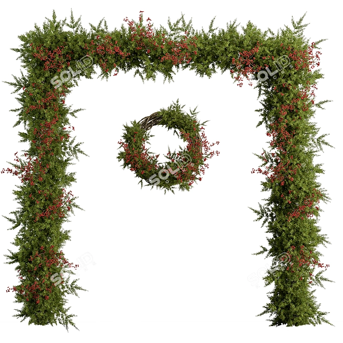  Festive Porch Christmas Decor Set 3D model image 1