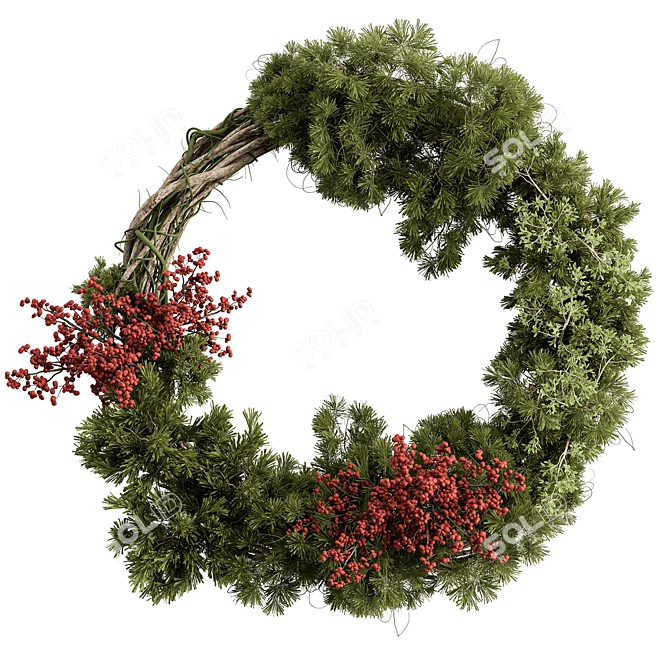 Pine & Berry Wreath Collection 3D model image 1