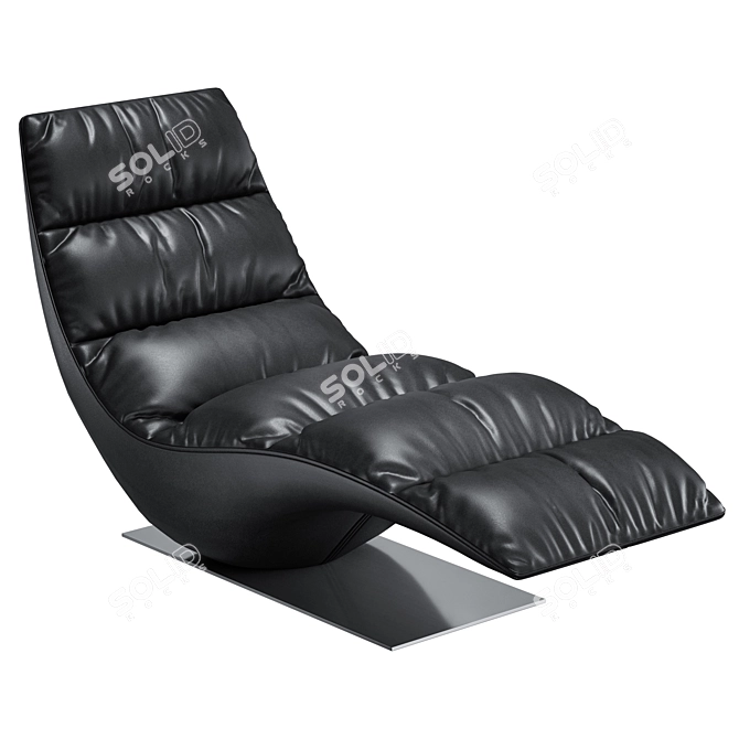 Contemporary Black Leather Lounge Chaise 3D model image 1
