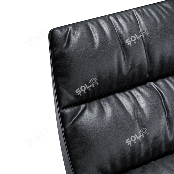 Contemporary Black Leather Lounge Chaise 3D model image 2