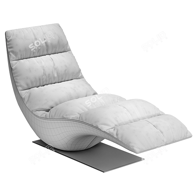 Contemporary Black Leather Lounge Chaise 3D model image 4