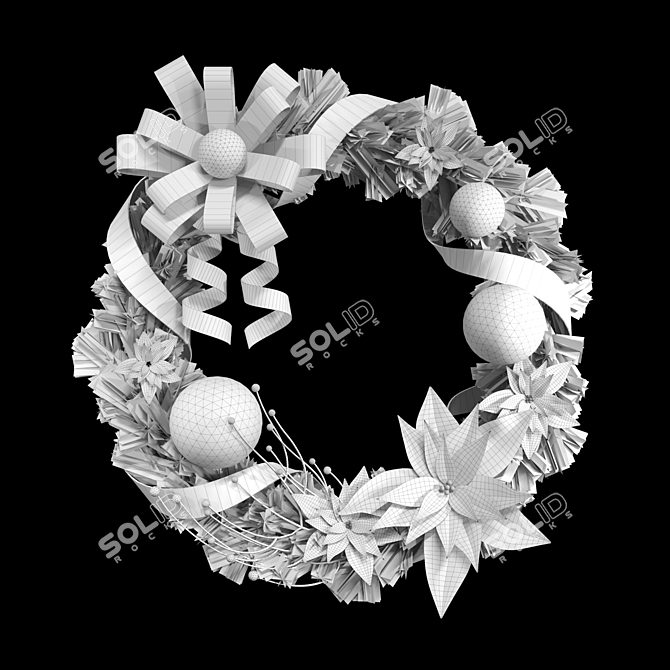 Christmas Wreath with Poinsettia 3D model image 2