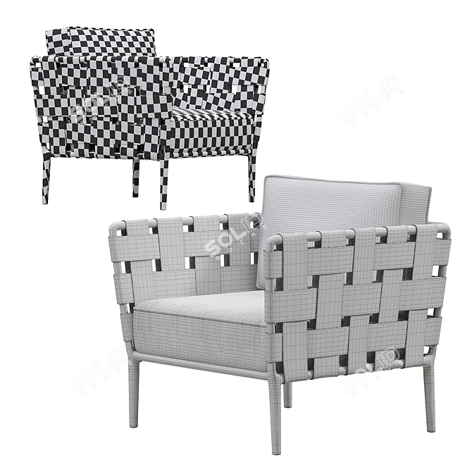 Sleek Cane Line Lounge Chair 3D model image 5