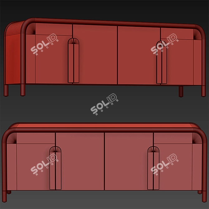 Modern Annie Credenza Duo - Crate & Barrel 3D model image 4