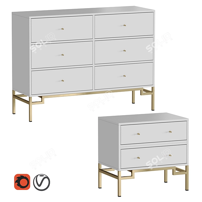 ISIDA White Bedroom Set. 3D model image 1