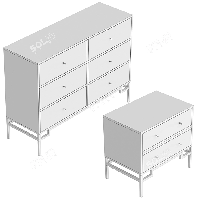 ISIDA White Bedroom Set. 3D model image 6