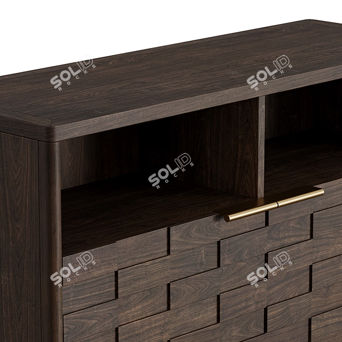Vintage Oak Low Shelves 3D model image 8