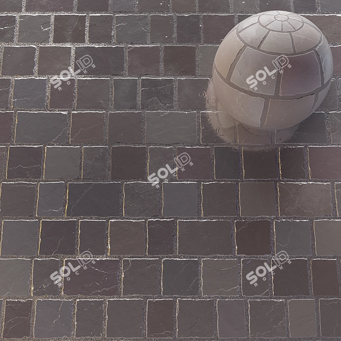 Rainy Mosaic Pavement Tiles 3D model image 2