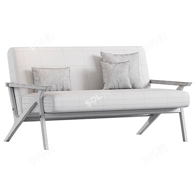 Stylish Modrest Candea Walnut Loveseat 3D model image 3