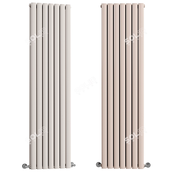 Modern White Double Vertical Radiator 3D model image 1