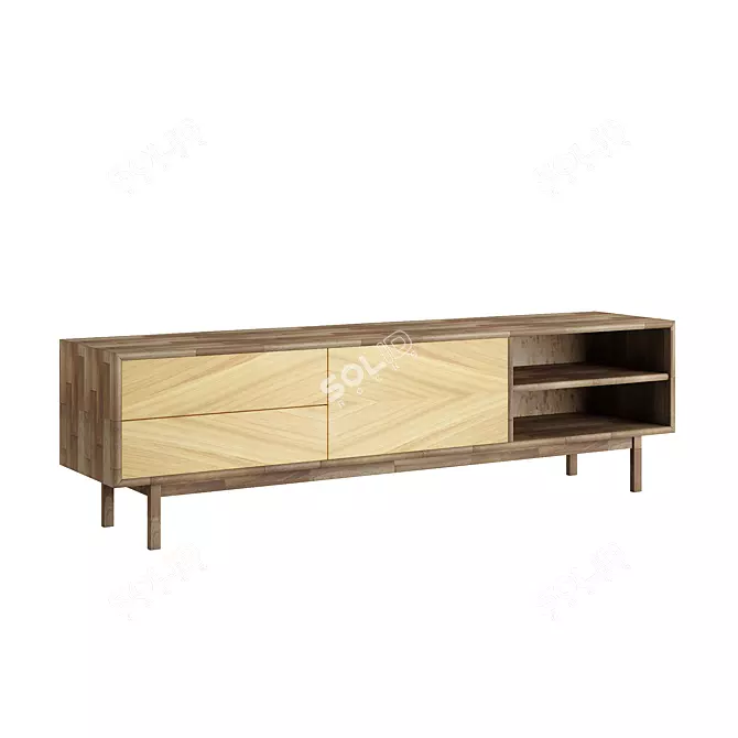 Wooden TV Stand Kyoto Dark Oak 3D model image 2