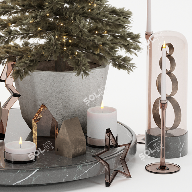 Festive Decor Neon Trees Terrarium 3D model image 3