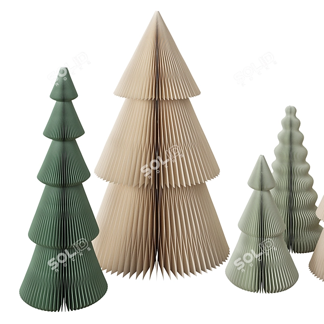 Paper Christmas Tree Set 3D model image 3