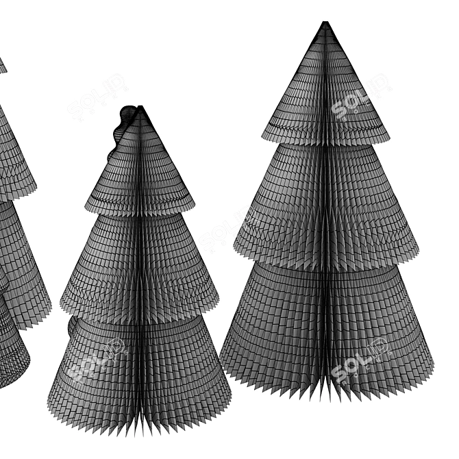 Paper Christmas Tree Set 3D model image 6