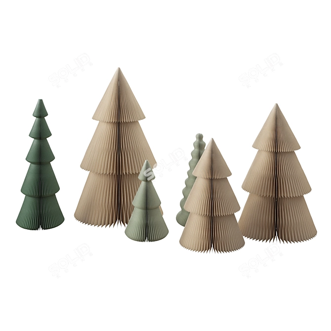 Paper Christmas Tree Set 3D model image 7