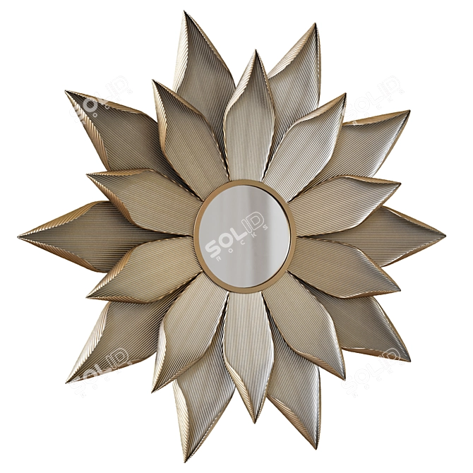 Floral Sunburst Beveled Wall Mirror 3D model image 1