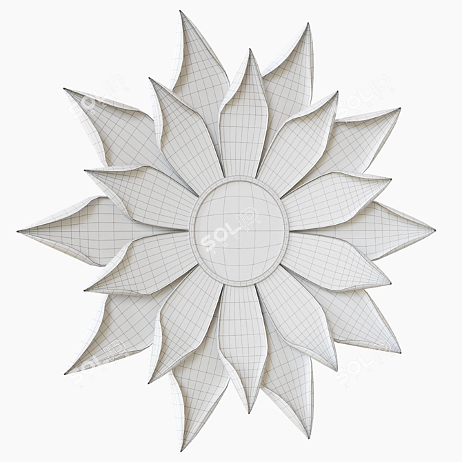 Floral Sunburst Beveled Wall Mirror 3D model image 2