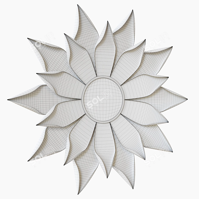 Floral Sunburst Beveled Wall Mirror 3D model image 3