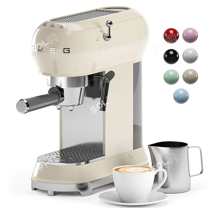 Retro Style Espresso Coffee Machine 3D model image 3