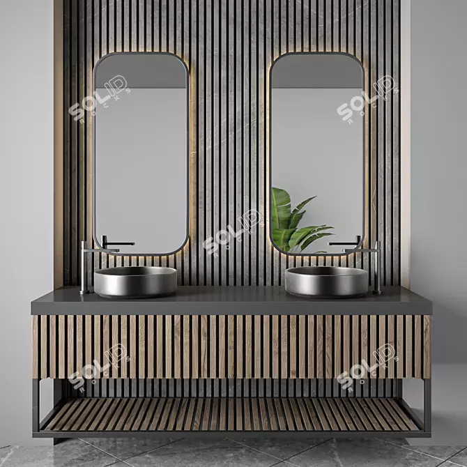 Modern Bathroom Furniture Set 88 3D model image 1