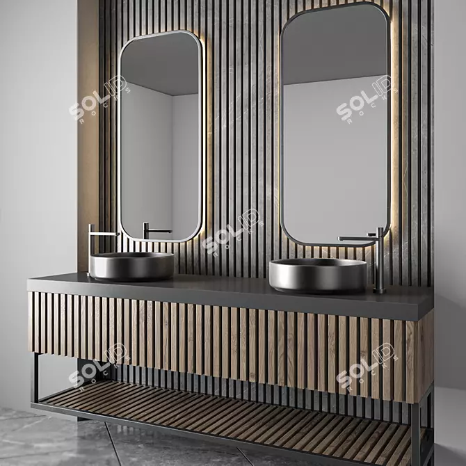 Modern Bathroom Furniture Set 88 3D model image 2