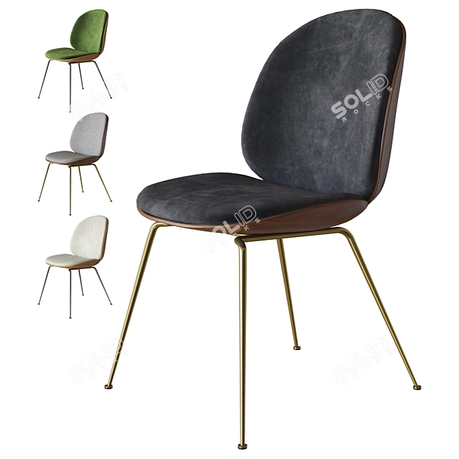 Gubi Beetle Veneer Dining Chair 3D model image 1