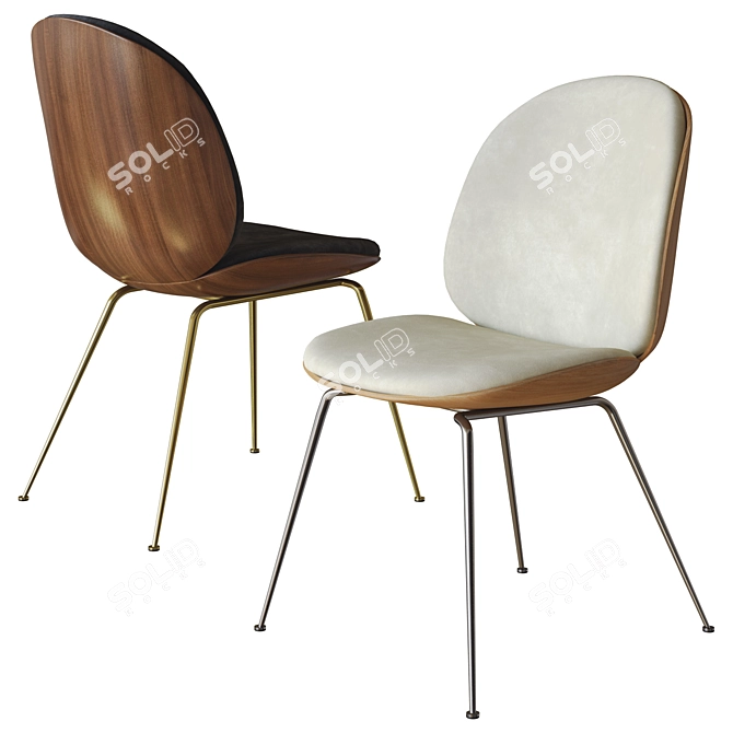 Gubi Beetle Veneer Dining Chair 3D model image 2