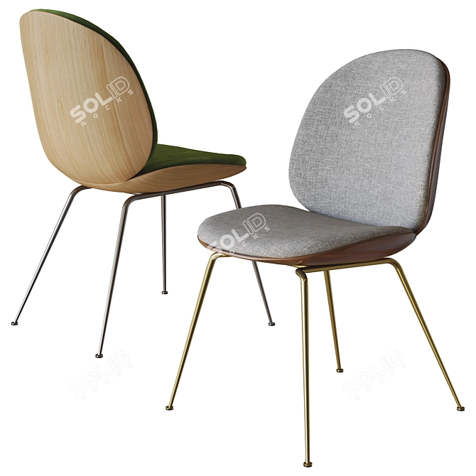 Gubi Beetle Veneer Dining Chair 3D model image 3