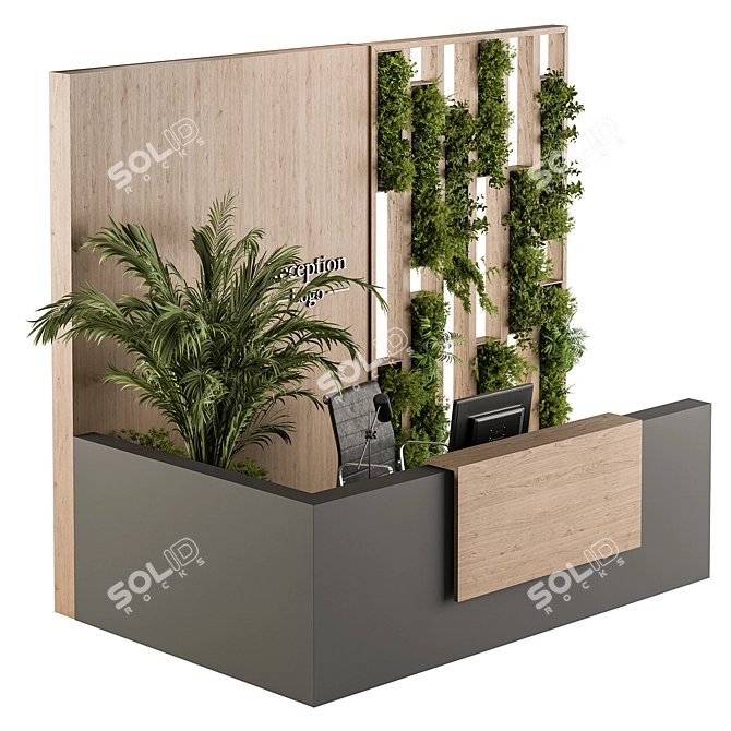 Modern Office Reception Desk Set 3D model image 2